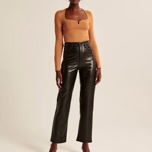 Abercrombie & Fitch Ankle Straight Ultra High Vegan Faux Leather Pants Sz 30/10L